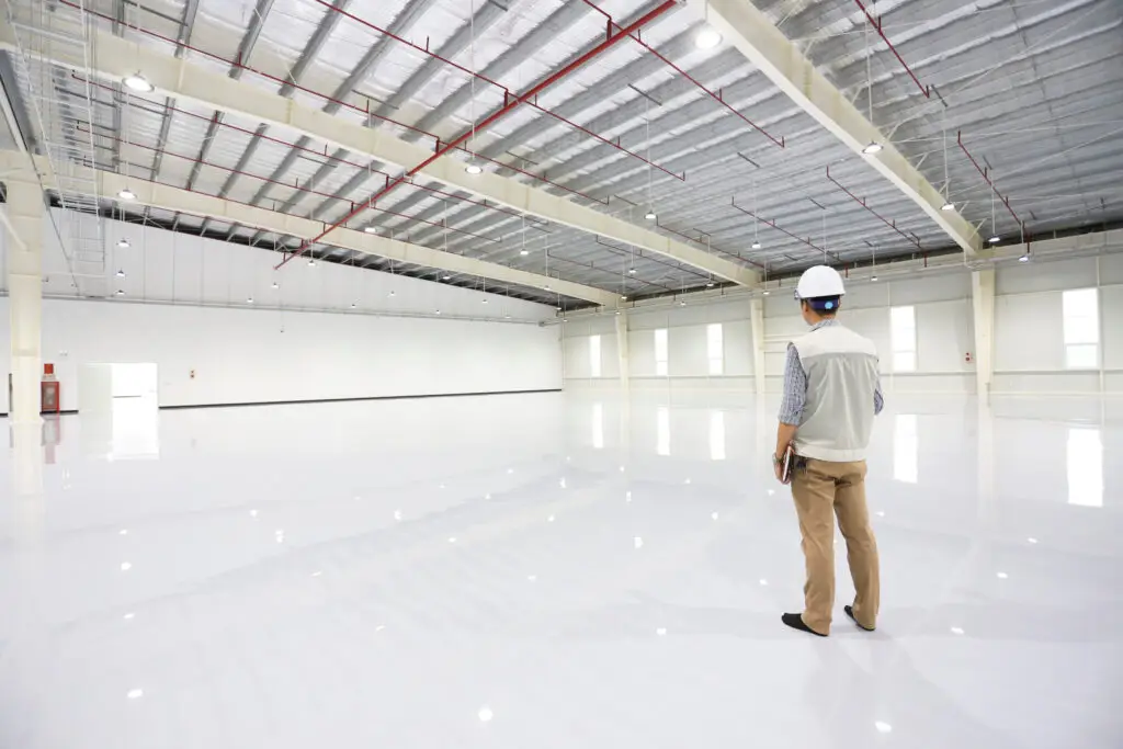 Commercial Concrete Coating Application in a Warehouse in Houston TX.
